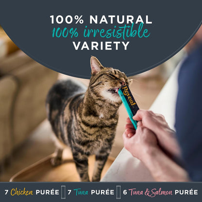 Reveal Fish & Chicken Variety Lickable Cat Treats 20-Pack 0.5 Oz Pouches | Creamy Puree, Limited Ingredient, Grain Free, High Quality Protein, Squeeze up for Training or Food Topper2