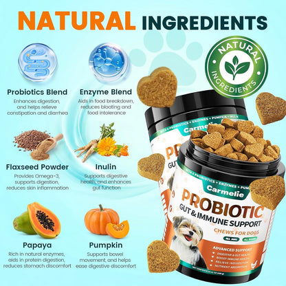 Probiotics for Dogs, Gut Health for Digestive Enzymes, 200 Chews | All Natural Probiotic Blend to Support Yeast, Itchy Skin and Itchy Ears, Allergies, Immunity, Diarrhea & Gas Relief, Chicken3