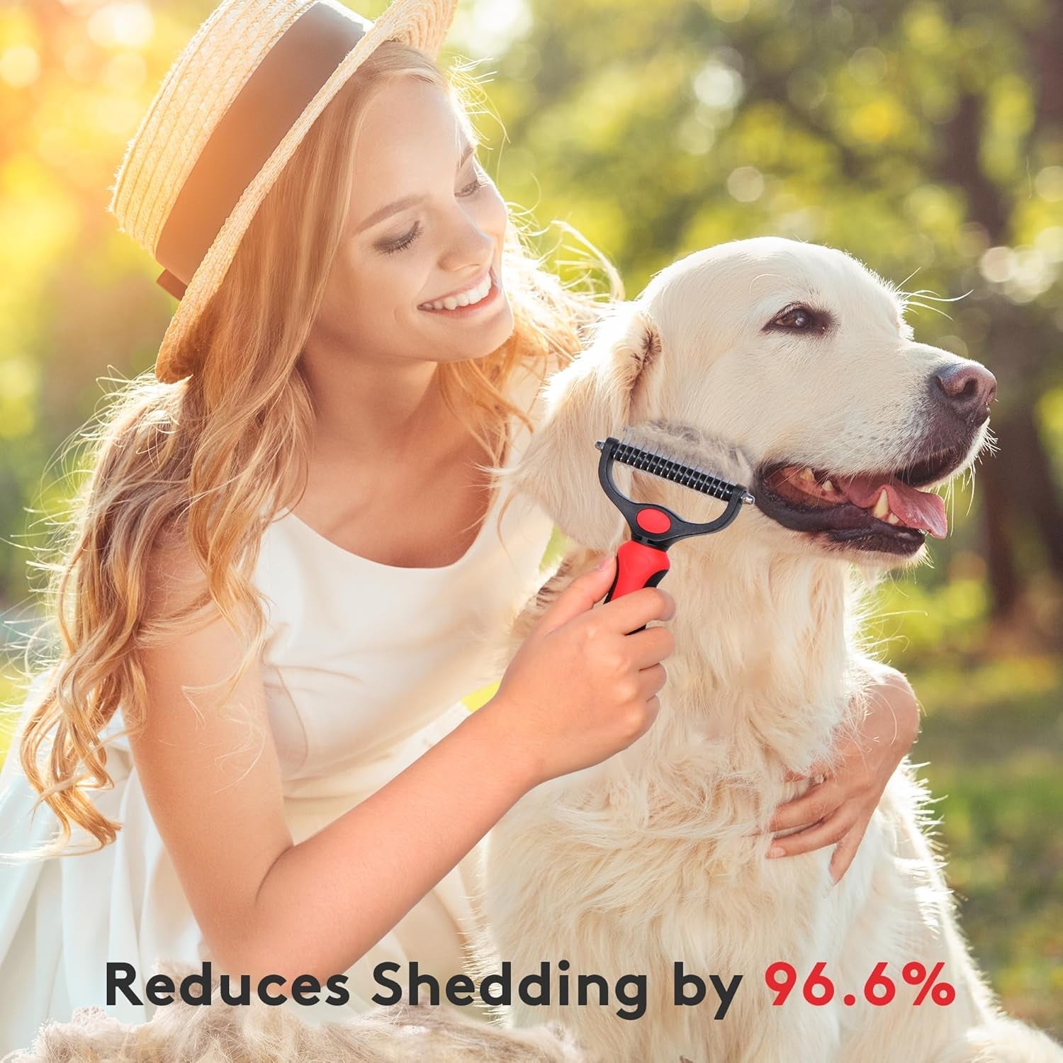 tpotato-deshedding-dog-brush-for-long-haired-dogs-cats-undercoat-shedding-rake-for-dematting-detangling-tangles-matted-fur-and-knots-metal-pet-comb-professional-pet-grooming-supplies-tool-kit-red