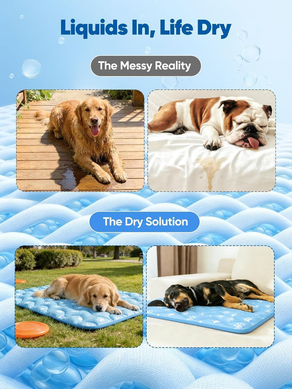 Rywell Super-Absorbent Cooling Mat for Dogs 44"X32" Arc-Chill 3.0 & Color-Changing Dog Cooling Mat, Stay Cool & Dry, Washable, Non-Slip Pet Bed Mat for Floors, Sofas, Kennels4