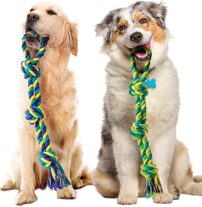 SHARLOVY Large Tough Chew Toys for Aggressive Chewers Large Breed,Heavy Duty Dental Rope Toys Kit for Medium Dogs,5 Knots Indestructible Cotton Puppy Teething Chew Tug Toy Set of 918