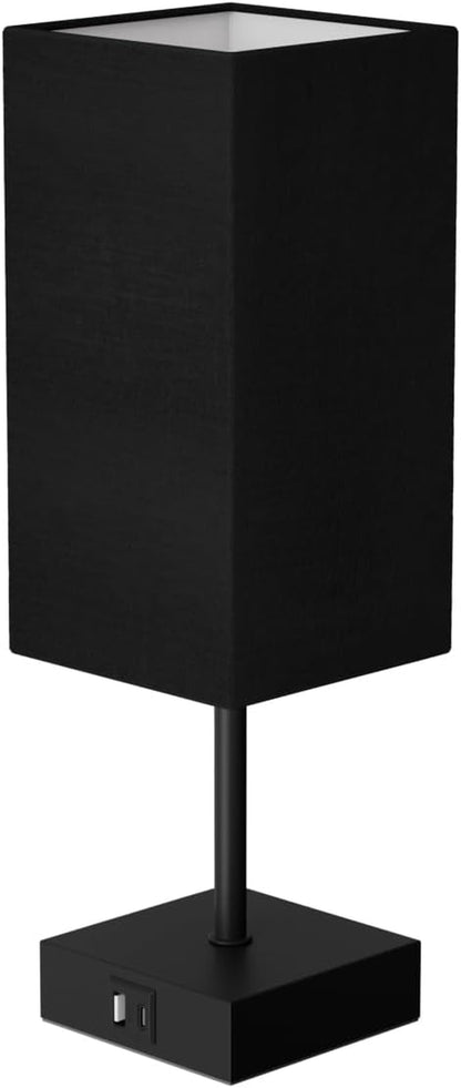 Bedside Table Lamp for Bedroom with 2 USB Ports, 14-Inch, Black | USB A+C Ports, Touch 3-Way Dimmable LED Bulb Included Fabric Lampshade Metal Base Small Nightstand Lamp for Desk Living Room9