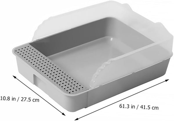 SUPVOX Cat Litter Pan Toilet Semi-Enclosed Anti-Splash Resistant Plastic Litter Box with Removable Cover Small Gray for Kitten Housebreaking and Indoor Use2