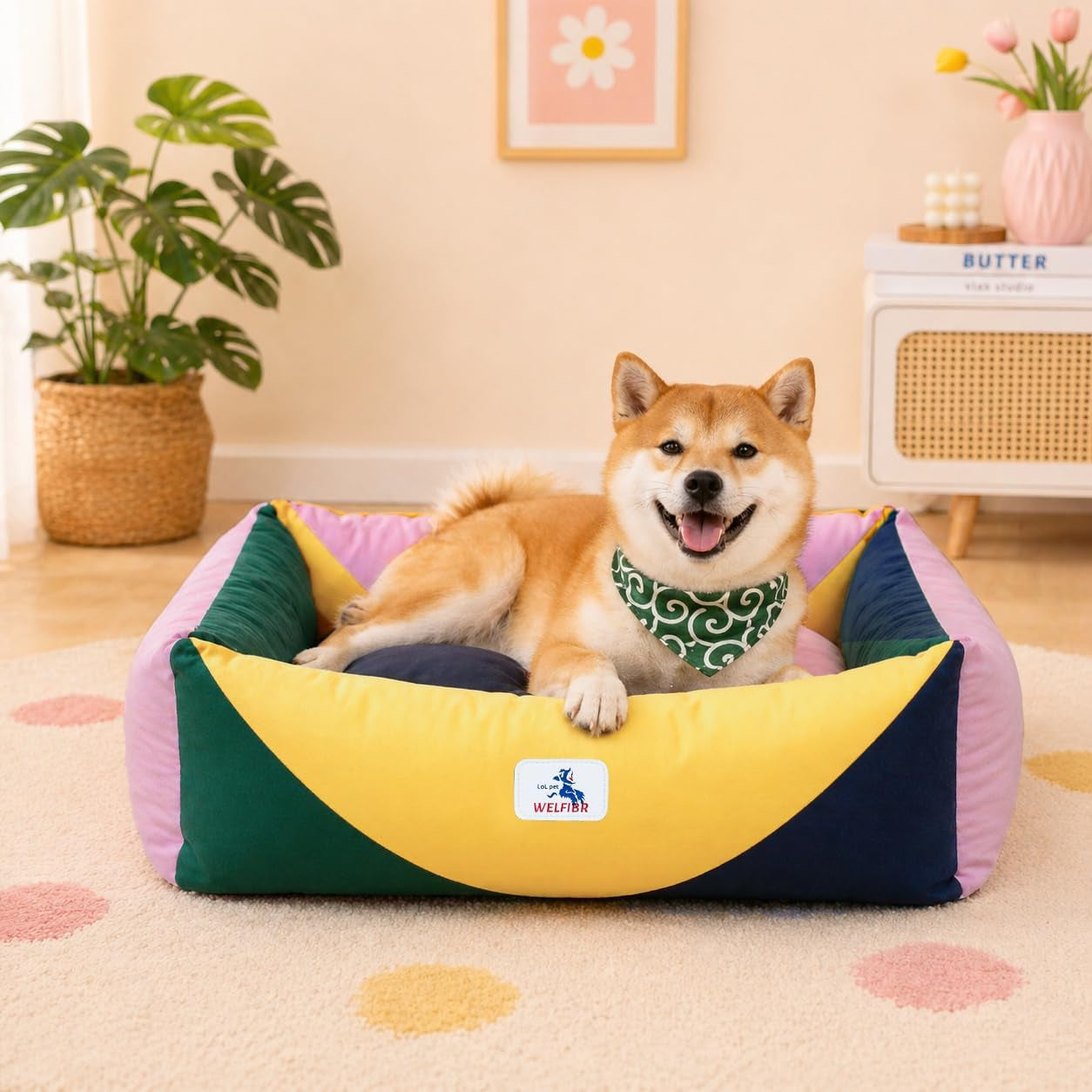 cotton-canvas-dog-bed-290gsm-thick-24x20x8-durable-waterproof-cute-dog-beds-for-small-dogs-orthopedic-bed-with-washable-removable-cover-anti-chewing-pet-bed-anti-slip-black-white