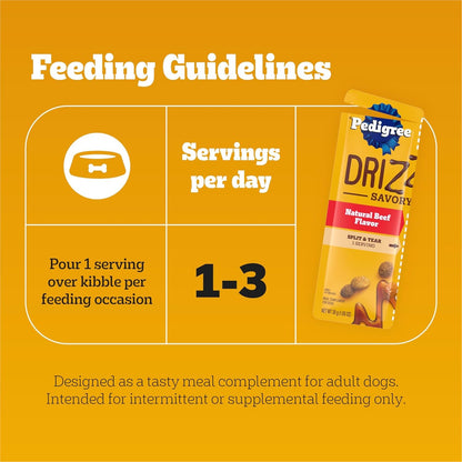 Pedigree Drizzlers Savory Sauce Wet Dog Pouch, Multipack, 16 Count, 2-Pack | Chicken & Beef Flavors, 4 Calories per Serving, 8 Ingredients, Dual-Serving Split Pouch, Maintains Kibble Crunch7