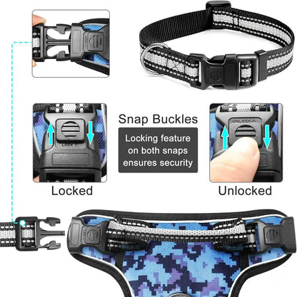 Dog Harness No Pull, Pet Harnesses with Dog Collar, Adjustable Reflective Oxford Outdoor Vest, Front/Back Leash Clips for Small, Medium, Large, Extra Large Dogs, Easy Control Handle for Walking6