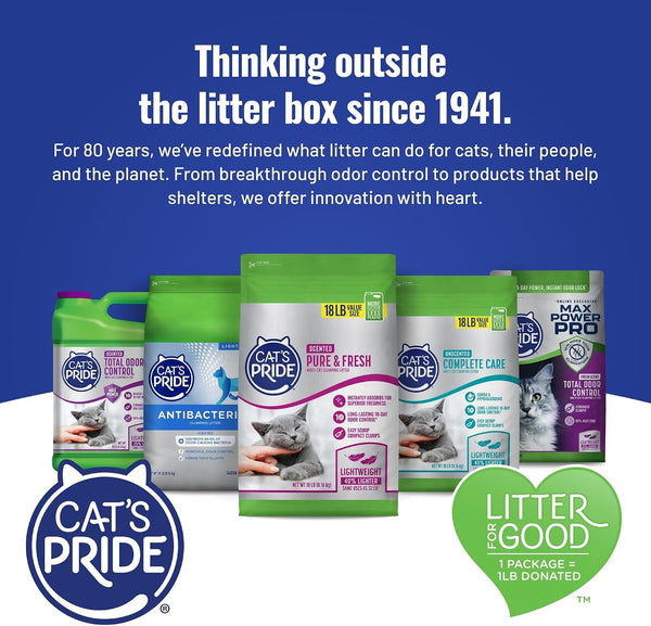 Cat'S Pride Premium Lightweight Clumping Litter: Complete Care - up to 10 Days of Powerful Odor Control - Hypoallergenic - Multi-Cat, Unscented, 18 Pounds10