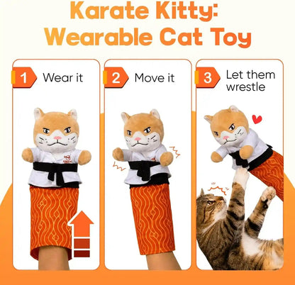 KARATE KITTY Cat Wrestling Glove & Puppet Toy with Arm Sleeve | Interactive Boxing Cat Toy with Arm Sleeve, Puppet-Style Motion, Crinkle Ears and Catnip Pocket for Active Indoor Play3