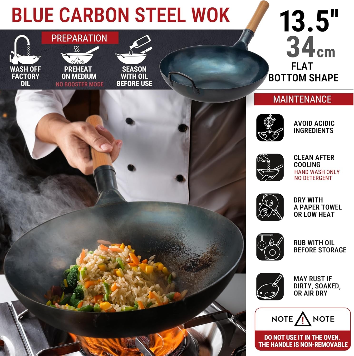 13-5-blue-carbon-steel-wok-pan-pre-seasoned-blue-carbon-steel-17-inch-spatula-and-ladle-premium-wok-cover-13-5-inch-pan-lid