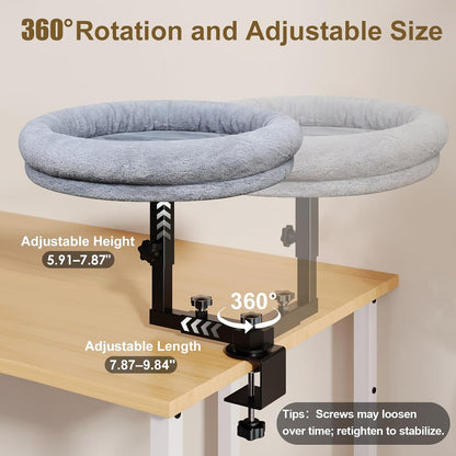 Desk Cat Bed, 18" Cat Bed for Desk, 360° Rotating, Dark Gray | Cat Bed Desk with Plush Cushion, Reinforced Frame and Adjustable Position for Home or Office Desks.3