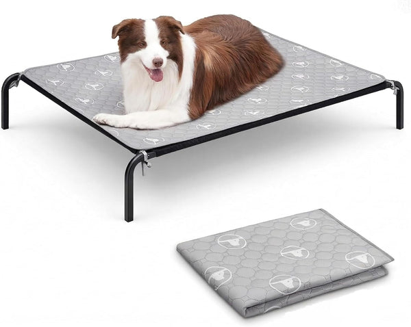 Pjyucien Raised Dog Bed with Pad, 48'' Gray1