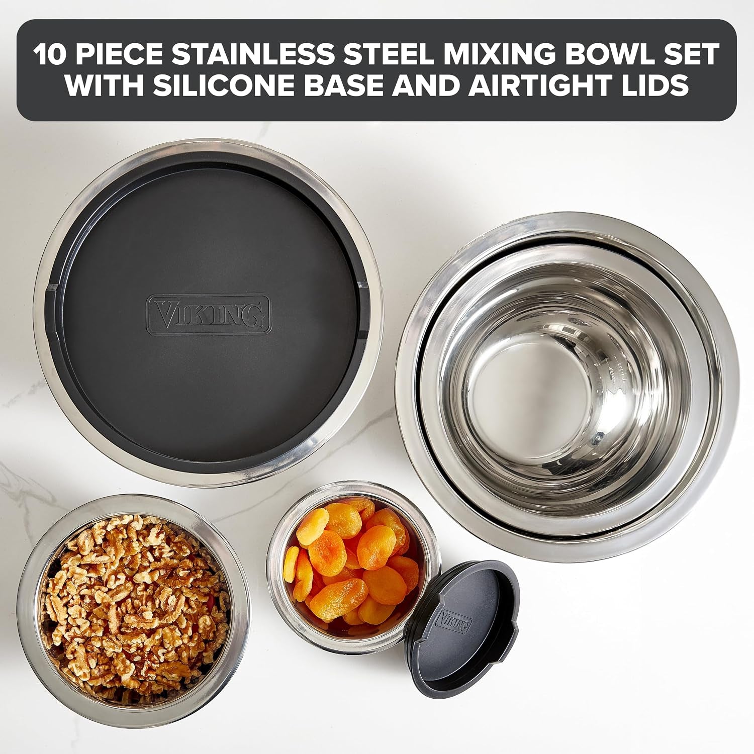viking-mixing-bowls-set-10-piece-stainless-steel-kitchen-cookware-non-slip-silicone-base-includes-tight-fit-lids-dishwasher-safe-black