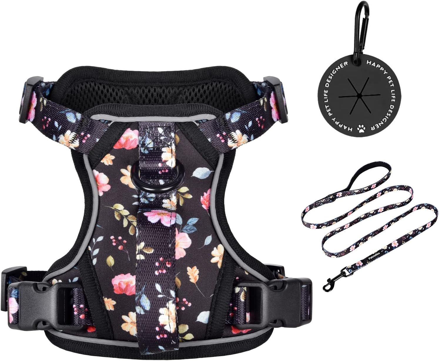 petmolico-no-pull-cute-dog-harness-reflective-light-blue-small-set-includes-leash-waste-bag-holder-2-clips-handle-soft-comfy-fit-adjustable-ideal-for-daily-walks-travel