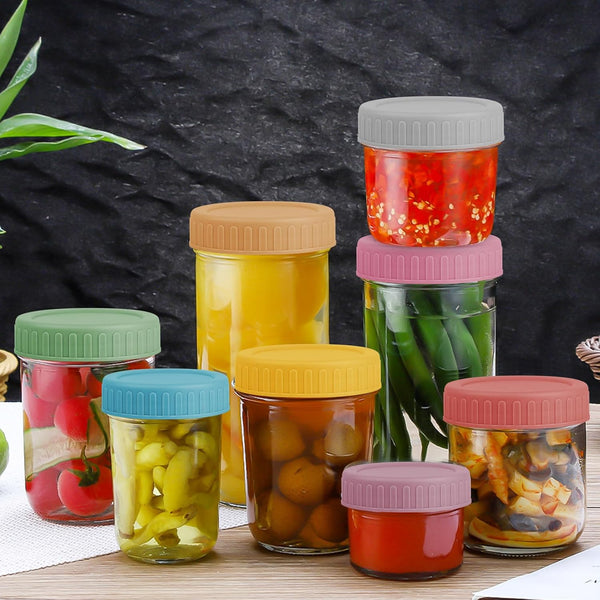8PCS Wide Mouth Leak Proof Mason Jar Lids with Silicone Rings | Reusable Food Grade Plastic, Dishwasher Safe, Airtight Seal, Fits Ball Kerr & Most Wide Mouth Canning Jars, Dishwasher Safe6