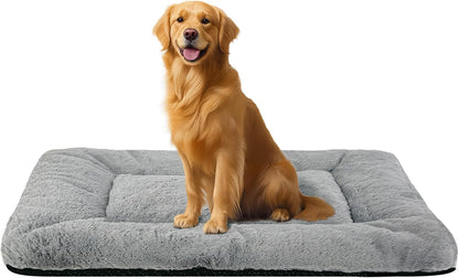 Washable Dog Crate Bed Mat for Medium/Large Dogs – All-Season Comfort with Ultra-Soft Flannel & Heavy-Duty Support (Gray, 36''L*23''W)1