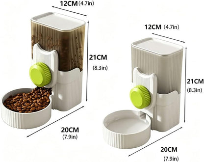 Pet Dog Cat Hanging Automatic Feeder and Water Dispenser Set, 2-In-1 Gravity Pet Food & Water Bowl for Cage, No-Spill Small Dog Rabbit Food Dispenser (Green)2