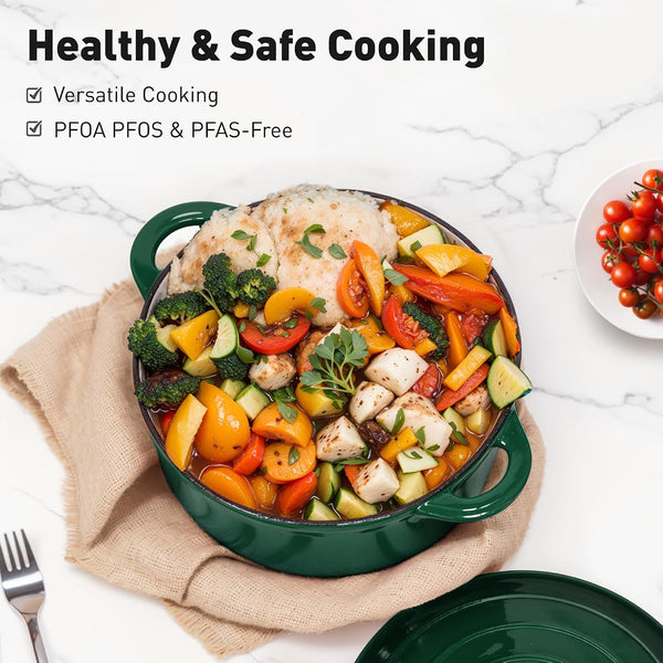 7 Piece Enameled Cast Iron Dutch Oven Pots and Pans Set | Induction Compatible, Durable Enamel Kitchen Cookware Set, 100% PFOA-PFOS Free Non Toxic6