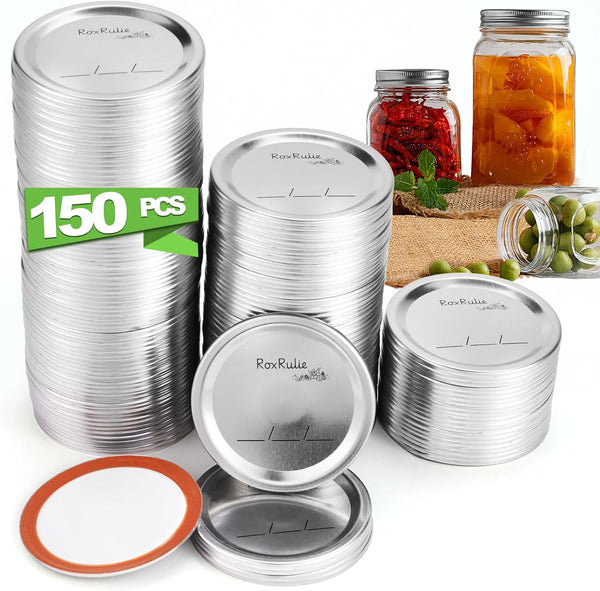 150PCS Canning Lids Regular Mouth(2.76In/70Mm), Upgraded Leak-Proof Mason Jar Lids for Ball/Kerr Jars, Split-Type Lid with Perfect Airtight Seal, Canning Jars Lids, Food Grade Material1