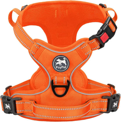 Poypet No Pull Dog Harness, No Choke Front Lead Dog Reflective Harness, Adjustable Soft Padded Pet Vest with Easy Control Handle for Small to Large Dogs(Pink, Medium)24