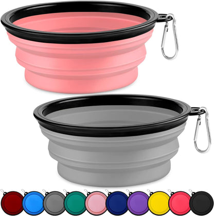 Collapsible Dog Bowls-2 Pack Large Size for Large/Medium Dogs, Pet Travel Water Bowl, Dogs Cat Portable Water Bowl, Dog Pet Feeding Watering Dish Outdoor Hiking Parking Traveling with 2 Carabiners8