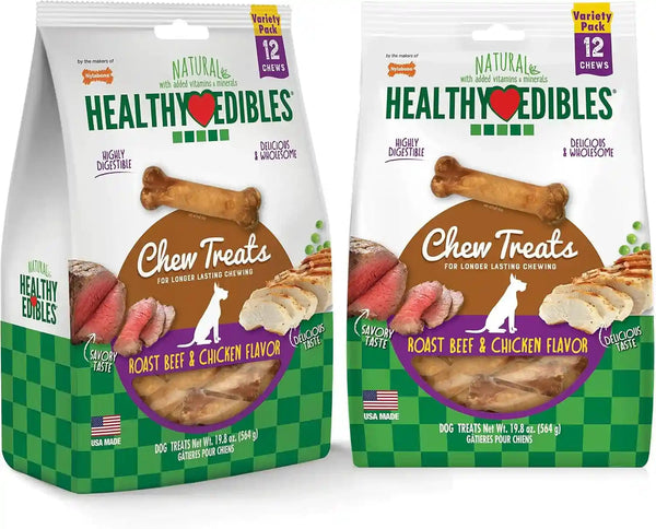 Nylabone Healthy Edibles Dog Treats Variety Pack, Small, 3 Count | Roast Beef, Chicken, & Bacon Flavor, Natural Dog Treats, USA Made, Highly Digestible, Dog Bones for Small Dogs up to 25 Lbs21