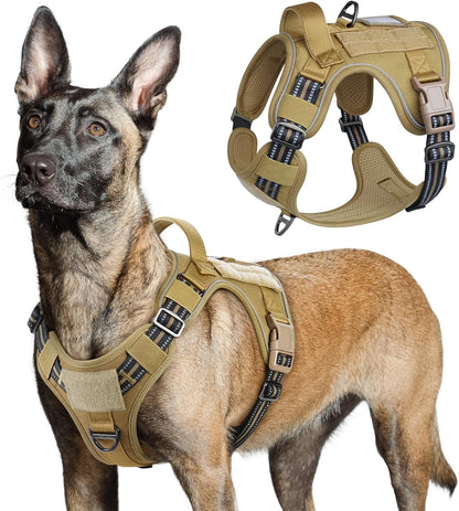 Rabbitgoo Tactical Dog Harness for Large, No Pull Military Service Vest | Molle & Handle, Heavy Duty, Adjustable, Reflective Straps, Easy Control for Training Walking, Black, Large9