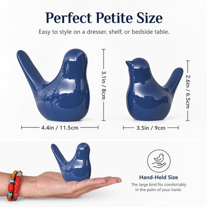 Small Ceramic Bird Statue and Sculpture for Home Decor Accents,Modern Animal Ornaments for Living Room,Bedroom,Coffee Table Centerpiece,Bookshelf,Cabinets,Cute Knick Knacks for Shelves (Blue)2