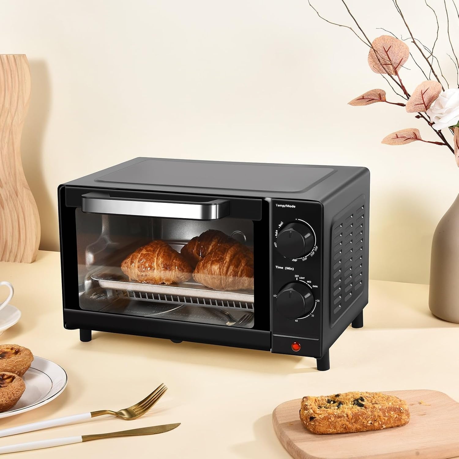 4-slice-toaster-oven-with-3-setting-baking-rack-and-pan-black-new