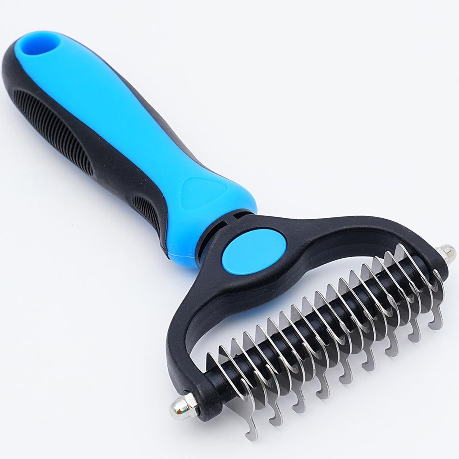 pet-grooming-rake-for-dogs-cats-double-sided-deshedding-and-dematting-tool-gently-remove-95-of-loose-undercoat-mats-for-long-haired-pets-painless-fur-brush-for-shedding-control-blue