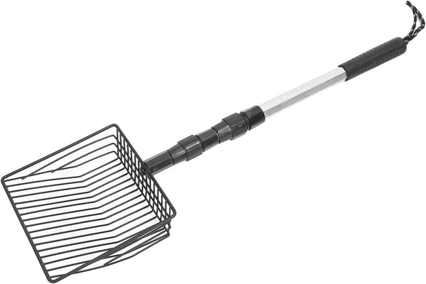 Qiilu Metal Poop Scoop Extendable Cat Litter Scoop Lightweight Versatile Fine Screen Long Handle Pooper Scooper Cat Poop Sifter Pet Supplies Cats Litter & Housebreaking Scoops (Model B 3 Section3