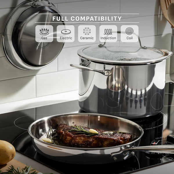 Pro Tri-Ply Stainless Steel 10-Piece Induction Cookware Set | Nsf-Certified, Oven Safe to 500°F, Glass Lids to 350°F, Measuring Marks Inside, All Cooktops Including Induction7
