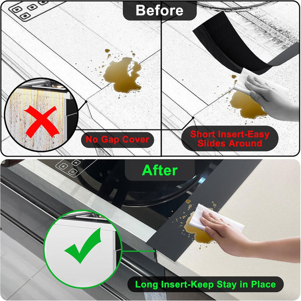 Silicone Stove Counter Gap Cover - 25 Inch Gap Filler 2 Pack Black | Long Gap Filler Seals Spills between Kitchen Appliances Stovetop Oven Countertop; Stove Gap Cover, Gas Stove Side Gap Covers4