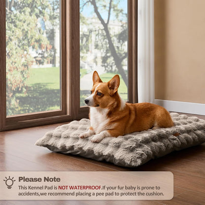 WDCOZY Fluffy Dog Crate Beds for Large Dog, Plush Faux Fur Kennel Pad with Removal Washable Cover, Soft Pet Mat for Sleeping & Ease Anxiety, Anti-Slip Bottom for Pet up to 90 Lbs, 41"X27", Beige8