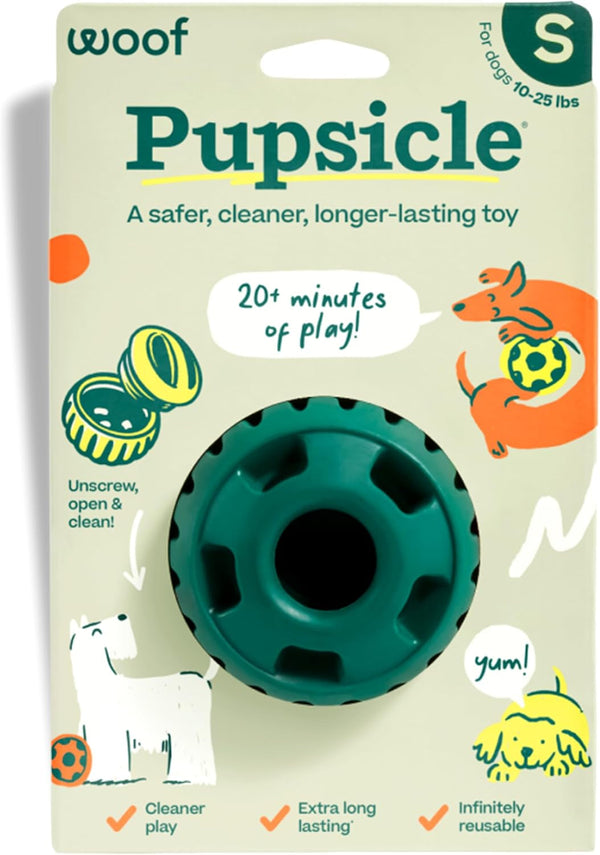 WOOF Pupsicle Interactive Dog Ball Toy for Dogs 25-75 Lbs - Green | Long-Lasting Enrichment Toy for Medium/Large Dogs, Easy-Fill Design, Low-Mess Play, Made of Natural Rubber, Easy to Clean11