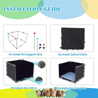 Dog Pee Pad Holder Tray with Washable Pee Pad - Foldable Indoor Potty Station for Small to Medium Dogs, 23.62"X23.62"X17.72",Portable & Reusable Litter Box with High Walls (Small)3