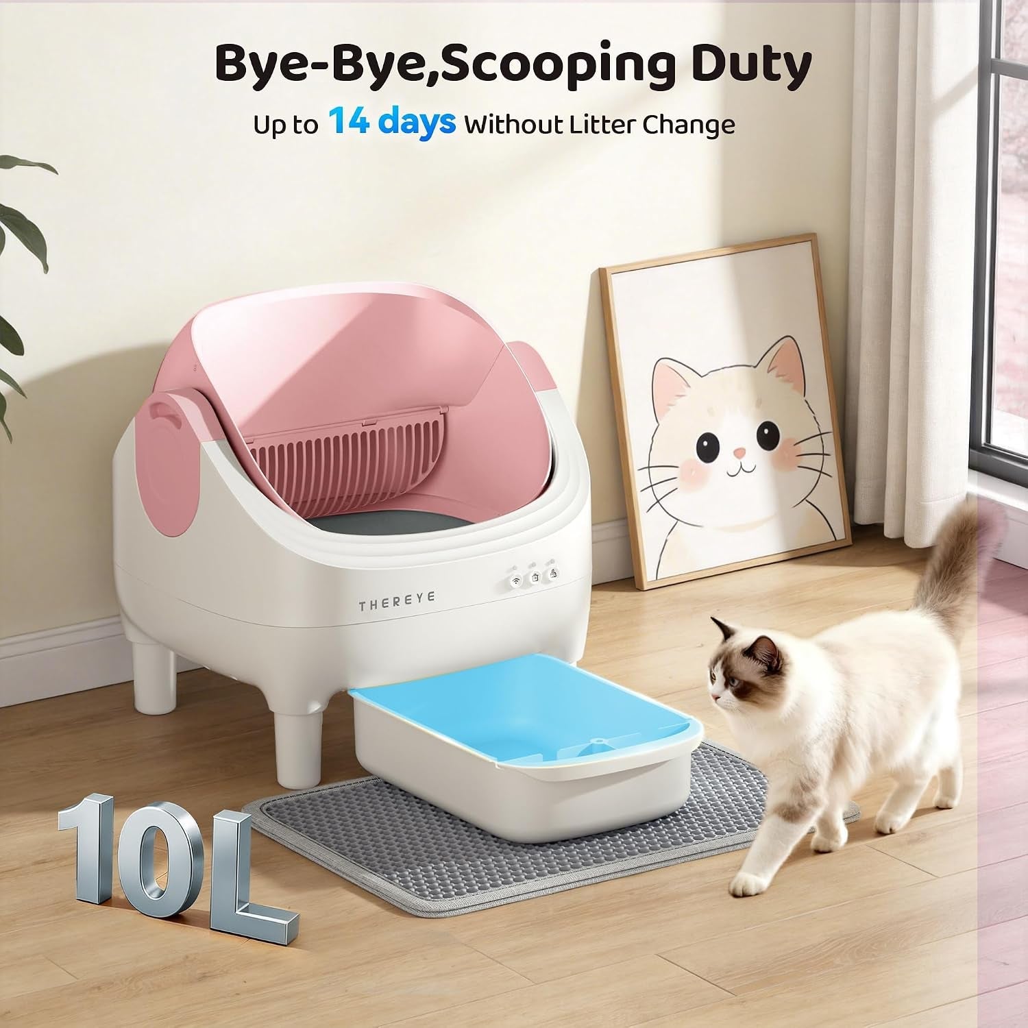 thereye-self-cleaning-cat-litter-box-open-top-automatic-litter-box-with-app-control-safety-sensor-and-10l-large-waste-bin-smart-kitty-litter-boxes-with-trash-bags-and-mat-for-multiple-cats