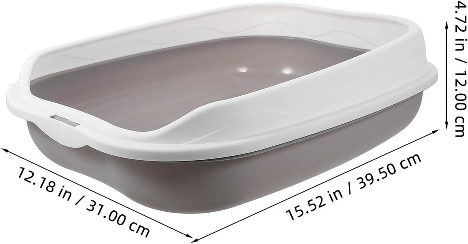 artibetter-semi-enclosed-cat-litter-box-with-scoop-small-gray-kitten-litter-pan-splash-resistant-open-design-pet-toilet-for-cats-and-kittens-suitable-for-indoor-housebreaking