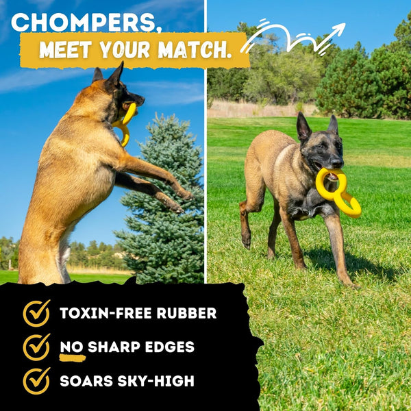 Tug Rings – Indestructible Dog Toy for Aggressive Chewers – Durable Power Chewer Toy – Tough, Heavy Duty Natural Rubber – Safe & Non-Toxic Medium/Large Breed – 6.5In3