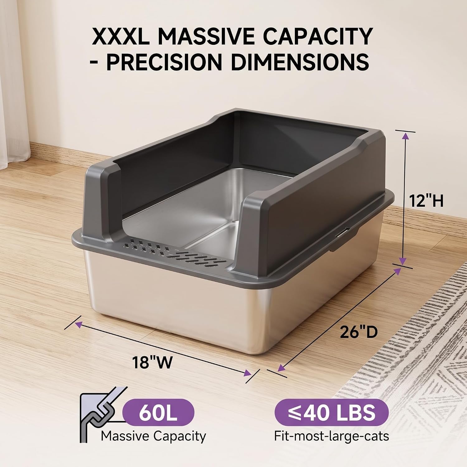 xxl-stainless-steel-cat-litter-box-with-lid-26x18x12-inches-12-inch-high-sides-for-big-and-multiple-cats-anti-urine-leakage-durable-metal