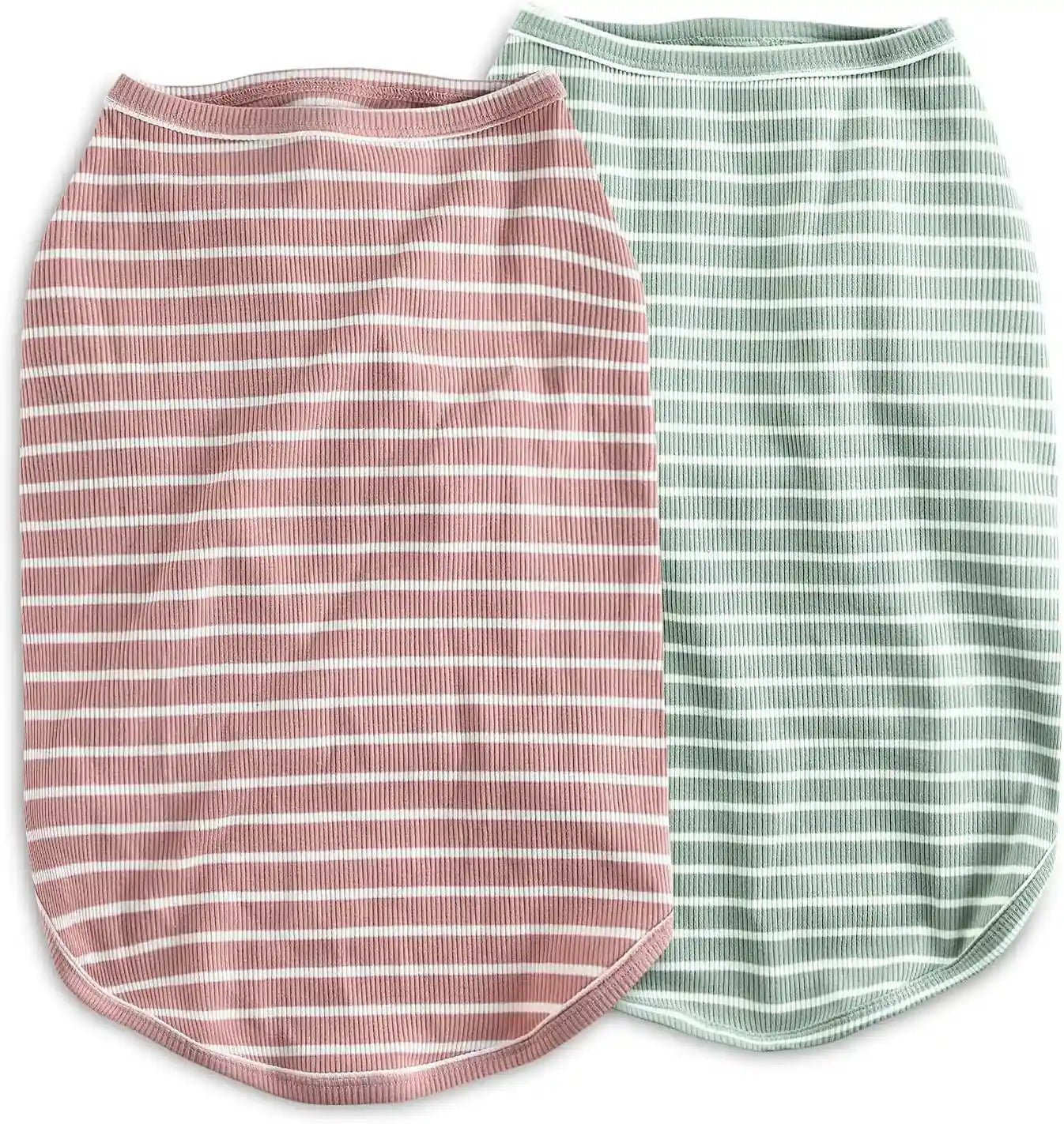 koneseve-dog-shirt-vest-lightweight-stretchy-dog-t-shirts-soft-cool-sleeveless-stripe-vests-breathable-clothes-for-puppy-kitty-cats-small-medium-large-dogs-2-pack-pink-green-s-small
