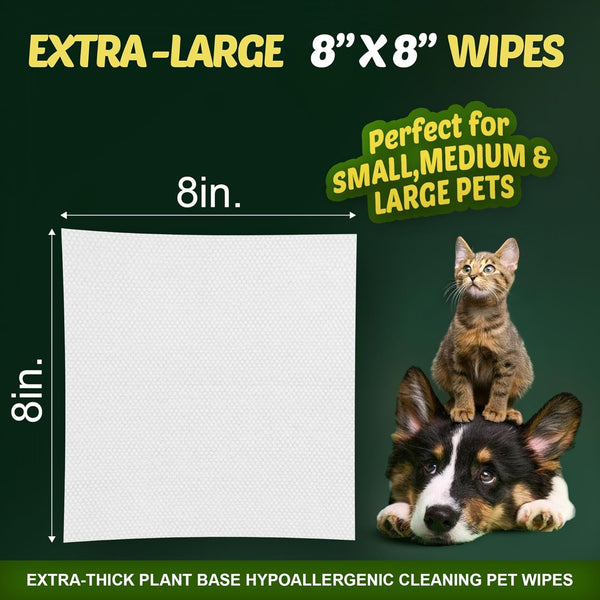 Petazy Pet Wipes for Dogs and Cats – 400 Count (8X8In) Hypoallergenic, Deodorizing Dog Wipes for Paws, Ears and Butt | XL with Aloe & Coconut Oil, Lavender Scented | Includes 4 Grooming Glove Wipes6