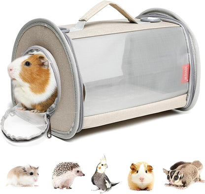 Guinea Pig Carrier Travel Small Animal Carrier Bag Lizard Bird Rabbit Carrier Cage Squirrel Breathable Bag Portable Travel Hamster Small Pet Hangbag (Small, Gray)7