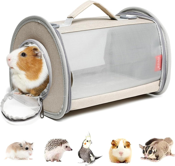 Guinea Pig Carrier Travel Small Animal Carrier Bag Lizard Bird Rabbit Carrier Cage Squirrel Breathable Bag Portable Travel Hamster Small Pet Hangbag (Small, Gray)7