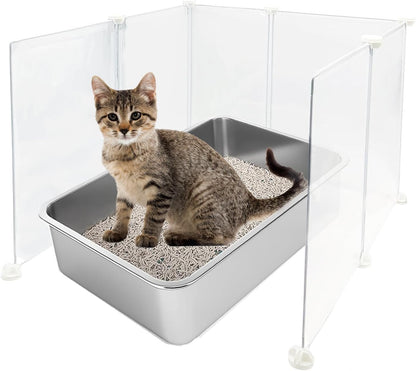 KEYIDE High Wall Cat Litter Box Splash Guard, DIY Cat Litter Pan Siding Kitten Litter Tray Pee Shield Dog Scatter Barrier, 24L X 19W X 16H Keep Floor Clean1