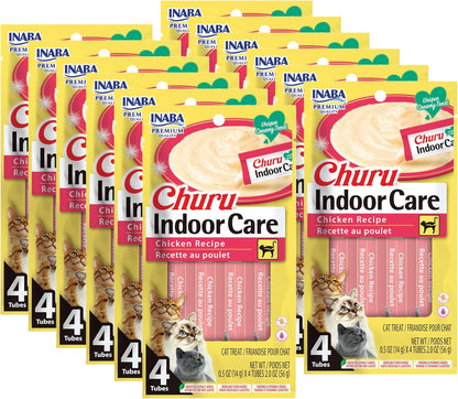 INABA Churu for Cats, Functional, Creamy Lickable Purée Cat Treat for Indoor Care and Hairball Control, 0.5 Ounces Each, 24 Tubes (4 per Pack), 2 Flavor Tuna and Chicken Variety Pack12