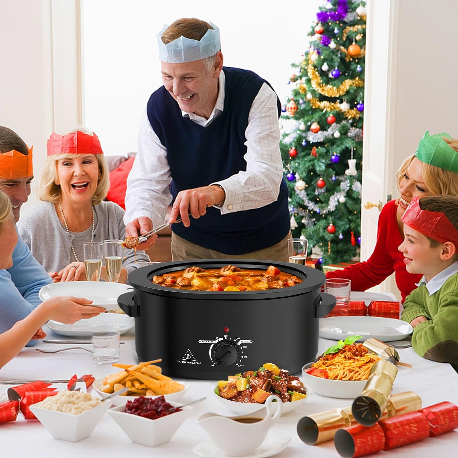 8-quart-roaster-slow-cooker-2-in-1-electric-roaster-up-to-400-f-removable-roaster-pan-easy-to-clean-black