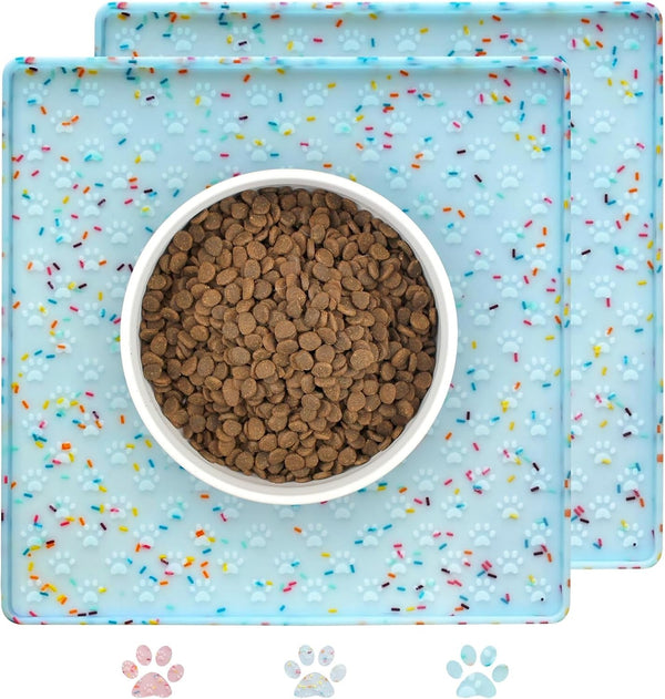Ptlom Pet Placemat for Dog and Cat, Mat for Prevent Food and Water Overflow, Suitable for Small, Medium and Big Pet, 18" 12", Grey, Silicone38