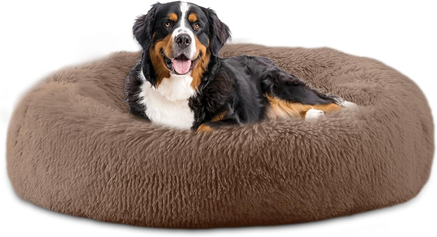 bunlitent-39-inch-calming-dog-bed-donut-dog-bed-for-large-sized-dog-grey-plush-anti-anxiety-donut-shape-warming-cozy-round-cuddler-nest-soft-cute-marshmallow-cuddler-nest-pet-bed