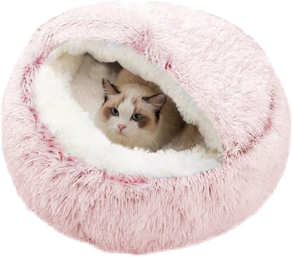 SUOXU Small Dog Bed, Nest Warm Super Soft Plush Faux Fur Washable Dog Bed with Non-Slip Bottom for Medium Small Dogs Snooze Sleeping Indoor (Gray-65Cm/25In)7