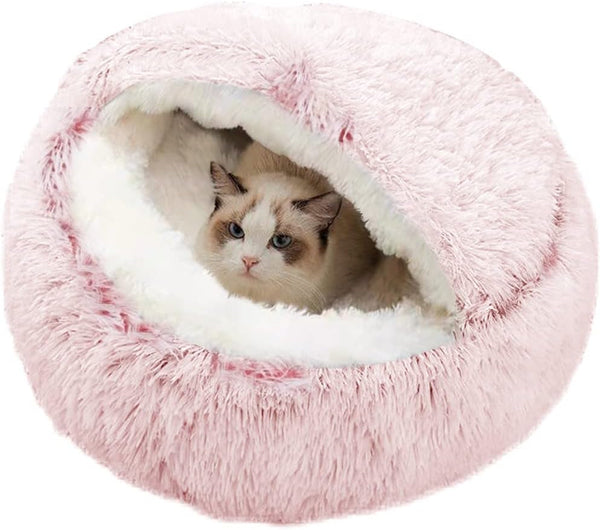 SUOXU Small Dog Bed, Nest Warm Super Soft Plush Faux Fur Washable Dog Bed with Non-Slip Bottom for Medium Small Dogs Snooze Sleeping Indoor (Gray-65Cm/25In)7